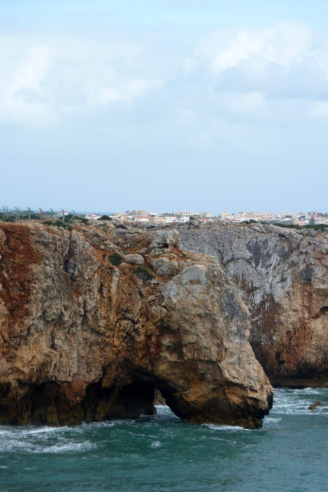 Vertical cliffs of Cabo de São Vicente seen up close